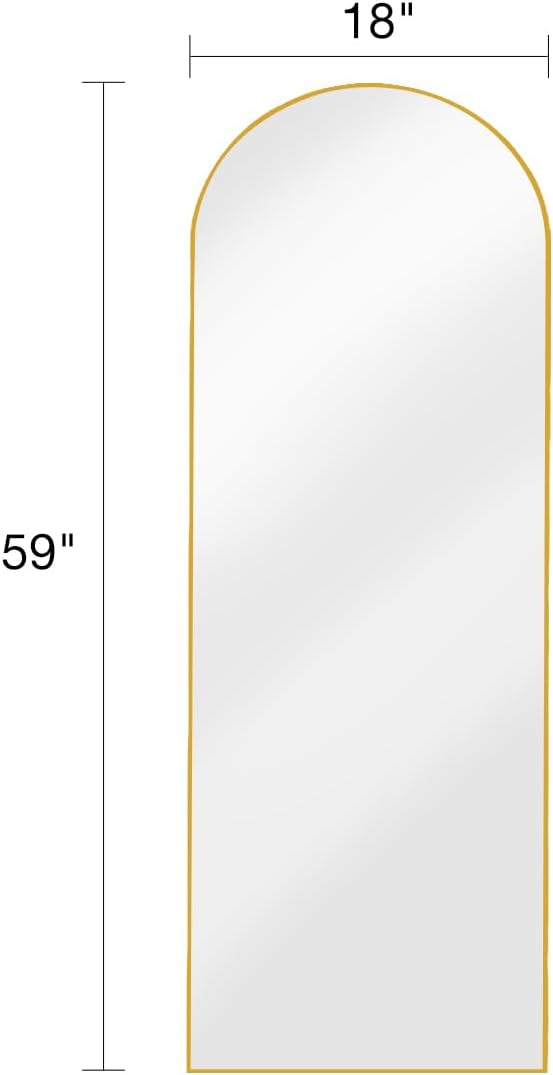 ITSRG Floor Mirror, Full Length Mirror with Stand, Arched Wall Mirror, Gold Floor Mirror Freestanding, Wall Mounted Mirror for Bedroom Living Room, Gold
