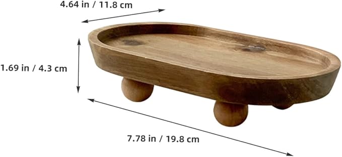 Wooden Oval Tray Jewelry Dish Makeup Organizer Desktop Perfume Holder Decorative Serving Plate for Entryway Key Storage and Aromatherapy Display