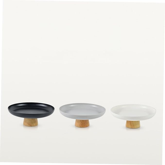 PartyKindom Cute Makeup Organizer Jewelry Display Tray Art Supply Storage Round Desktop Tray Abs Bamboo Material