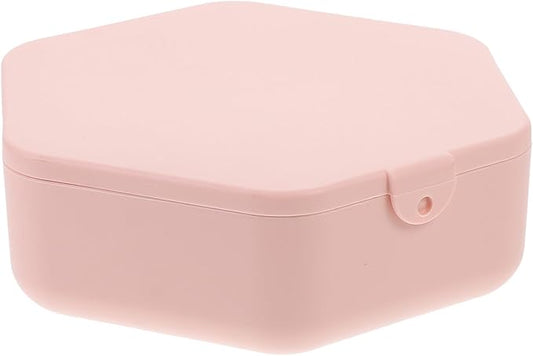 Abaodam Pink Hexagonal Jewelry Storage Box with Mirror, Portable Mini Travel Organizer for Earrings, Necklaces, Rings – Compact Makeup and Accessory Case and Women