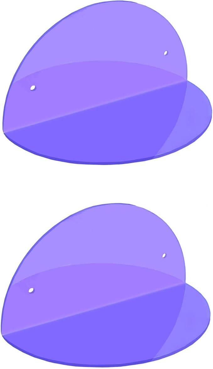 ROYALITA Small Acrylic Shelves Room Decor Floating Shelves (2-Pack, 8-inch Diameter) - Wall Mounted Display Stand for Plants, Toys, Makeup, and More - Ideal for Home and Office, Purple