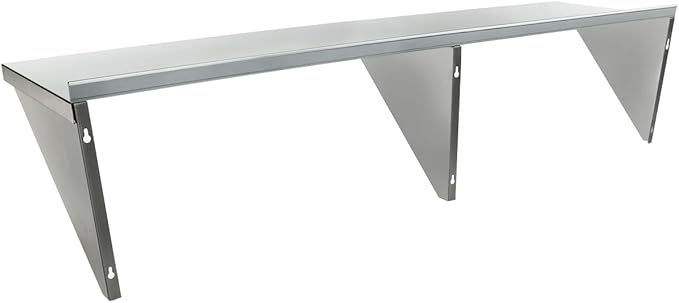 Empura 18" x 72" Stainless Steel Wall Mount Shelf with Backsplash | Commercial Floating Hanging Storage Organizer for Kitchen Laundry Utility | 72"W x 18"D x 15.75"H, 450 lb Capacity, 16 Gauge, NSF