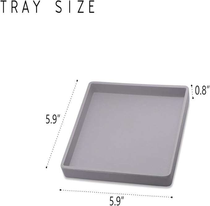 Small Square Serving Tray (5.9 inch), Durable Gray Tray for Desserts & Organization, Lightweight for Coffee, Drinks, Party, Seasoning, Perfume and Display.