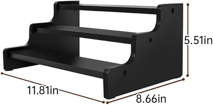 Wooden Cologne Organizer for Men, Perfume Organizer Stand, Cologne Stand with Anti-Slip Washers, Wooden Display Risers Stand for Figures, Fragrances, Dessert, Cupcake, Makeup (Black, 3-tier-11.8in)