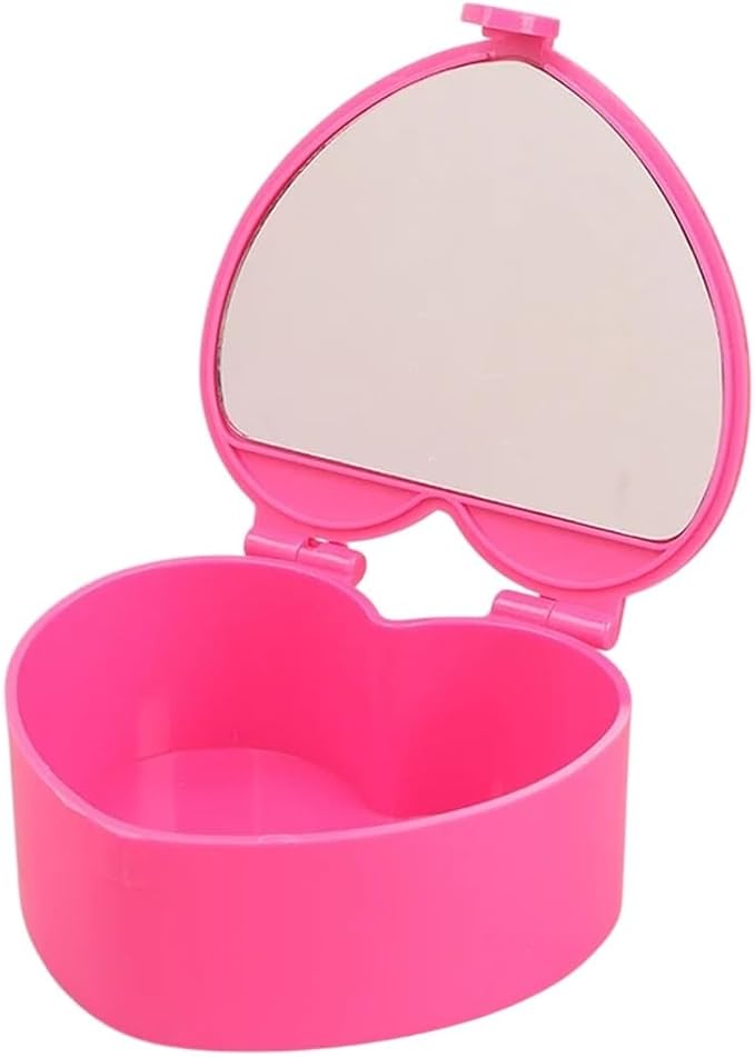 Heart-Shaped Jewelry Box Pink Her Heart Jewelry Storage Box Desktop Student Dormitory Mirror Make Up Organizer