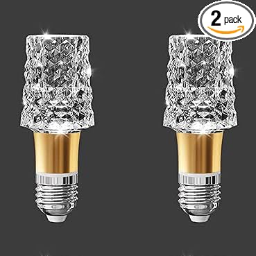 2pcs Acrylic Decorative E26 LED Light Bulbs 5w Equivalent 30 watt, Unique Fancy Light Bulb Soft White 6500k,Non-dimmable Lightbulbs for Living Room Dining Room,150 Lumens (B014-White-6500k, 2pcs)