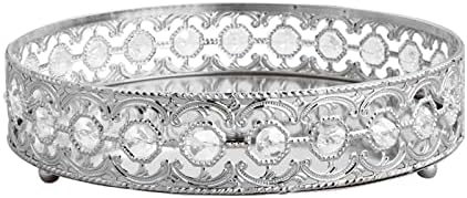 Round Mirror Tray for Coffee Table, Perfume, Makeup, and Vanity - Decorative Organizer for Dresser Tops (Silver, 11.8 in)