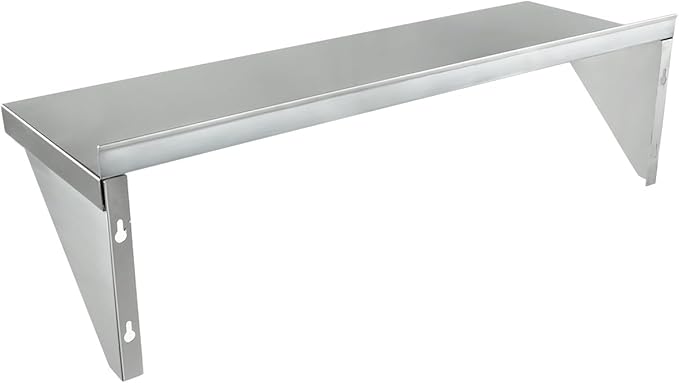 Empura 12" x 36" Stainless Steel Wall Mount Shelf with Backsplash | Commercial Floating Hanging Storage Organizer for Kitchen Laundry Utility Room | 36"W x 12"D x 13"H, 230 lb Capacity, 18 Gauge, NSF