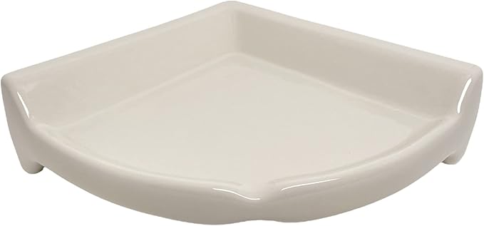 Tenedos Bone Almond Glazed Ceramic Bathroom Accessory (Large Size Corner Shower)-Not Suitable for Flat Surface Installation-Professional Installation Needed