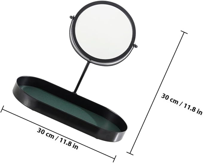 Cabilock Makeup Mirror for Home with Storage Plate 1pcs Black Wear-Resistant Vanity Mirror Indoor Cosmetics Organizer for Women Bedroom Dressing Table