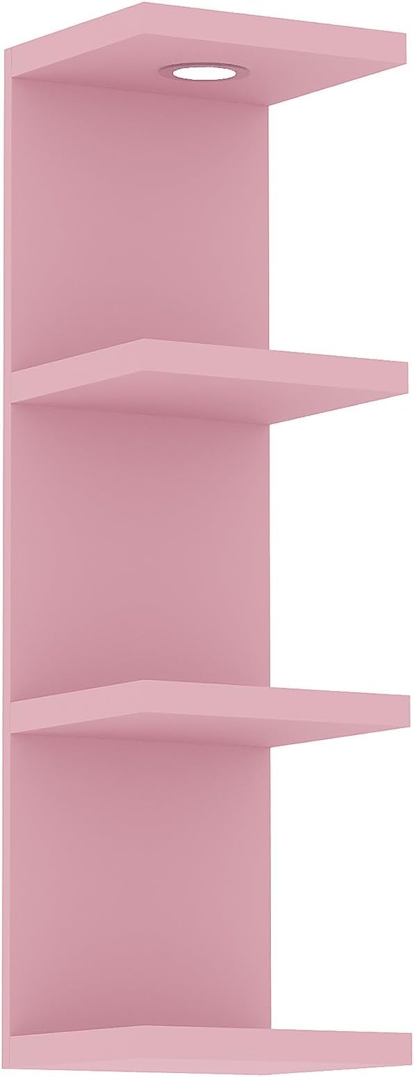 LitaEther Versatile 4 Tier Wall Shelf Unit,Pink Lack Wall Shelf,Display Floating Shelf with LED Remote Control Light