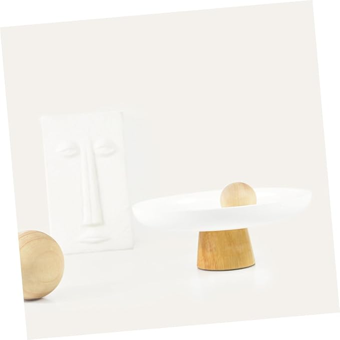 PartyKindom Cute Makeup Organizer Jewelry Display Tray Art Supply Storage Round Desktop Tray Abs Bamboo Material