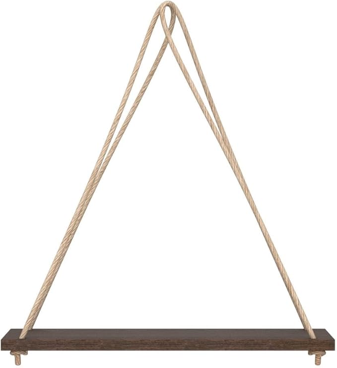 Mkono Wood Hanging Shelves for Wall Boho Decor Swing Rope Rustic Floating Shelf, Set of 3 Wall Display Shelving Home Organizer Rack for Living Room Bedroom Bathroom Kitchen,Brown