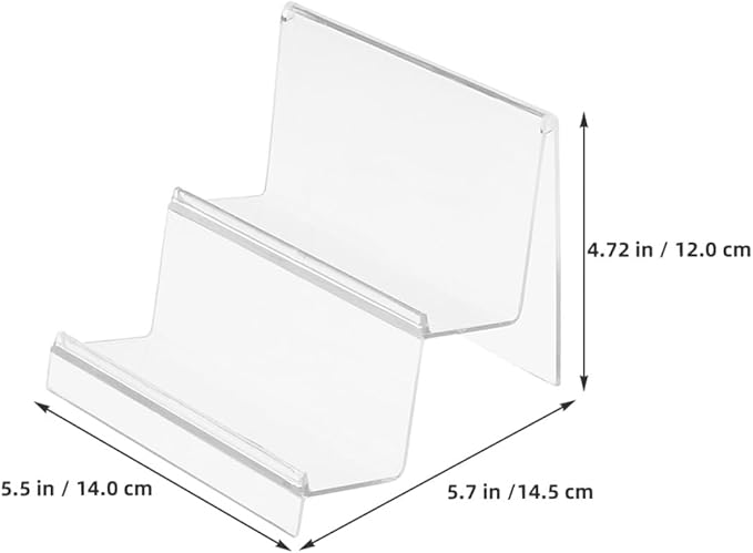 Milisten 2pcs Acrylic Wallet Display Stand with Two-tier 14cm Wide Purse Organizer Rack Desktop Storage Shelf for Home Office Makeup Accessories