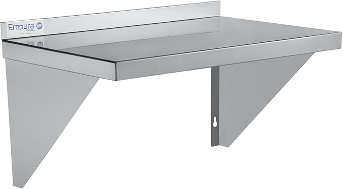 Empura 15" x 24" Stainless Steel Wall Mount Shelf with Backsplash | Commercial Floating Hanging Storage Organizer for Kitchen Laundry Utility Room | 24"W x 15"D x 16"H, 255 lb Capacity, 18 Gauge, NSF