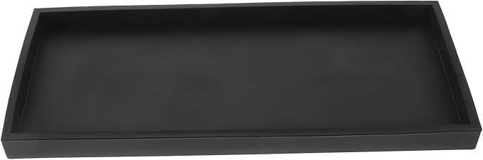 LALAFINA Silicone Vanity Tray Large Black for Bathroom Countertop Organizer, Decorative Tray for Makeup, Jewelry, Perfume, and Key Storage