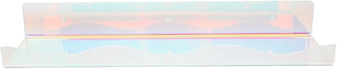 KALLORY Iridescent Acrylic Wall Shelf with Wavy Design, Floating Nail Polish and Perfume Organizer, Makeup Storage for ’ Bedroom and Bathroom Decor