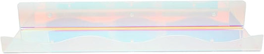 KALLORY Iridescent Acrylic Wall Shelf with Wavy Design, Floating Nail Polish and Perfume Organizer, Makeup Storage for ’ Bedroom and Bathroom Decor