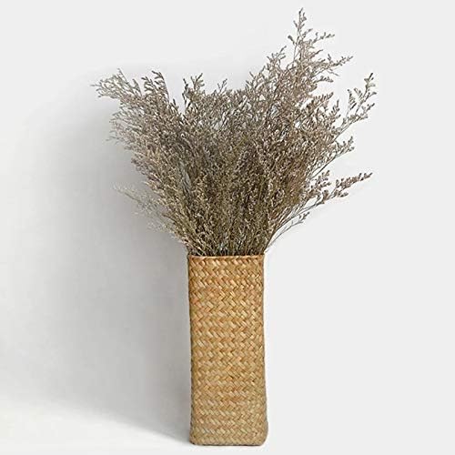 Handmade Wicker Flower Basket Organizer Natural Straw Vintage Rattan Vase Home Decorative Desk Storage Container Gift (14X14X42L065L)