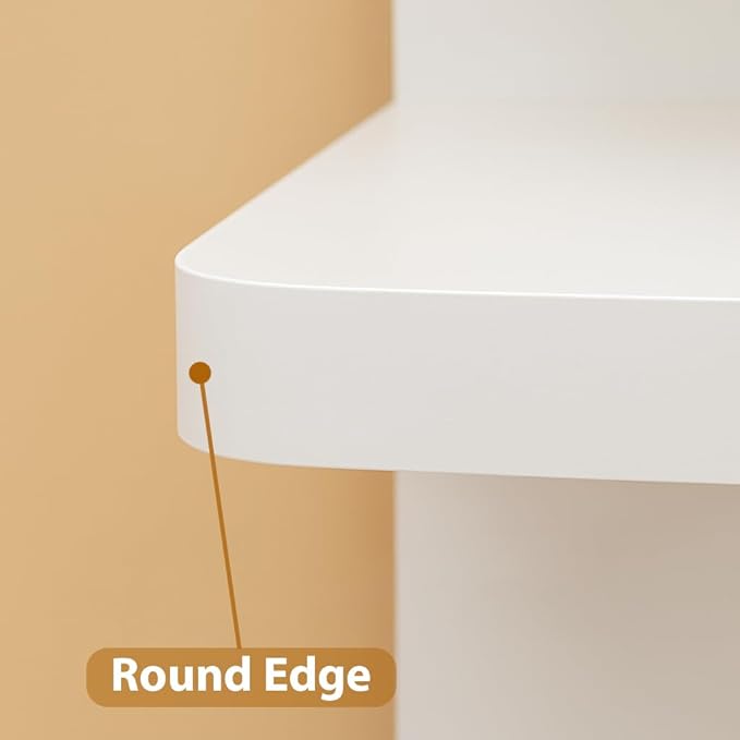 LitaEther Versatile 7 Tier Wall Shelf Unit,White Lack Wall Shelf,Display Floating Shelf with Round Edge