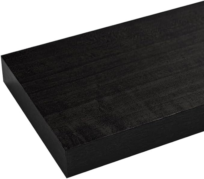Floating Shelves for Wall, Bathroom Shelves Over Toilet, Wall Shelves & Book Shelf for Room, Hanging Shelf, Modern Wooden Wall-Mounted Small Floating Shelves, 12x7x1.5 in (Black, Set of 3)