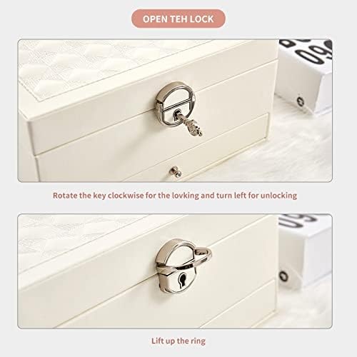 Makeup Organizers Multilayer Jewelry Box Storage Box PU Leather Velvet Storage Box Watch Earring Necklace Ring Jewelry Box 8.85 Inches Jewelry Case (Color : Black) (White) (White)