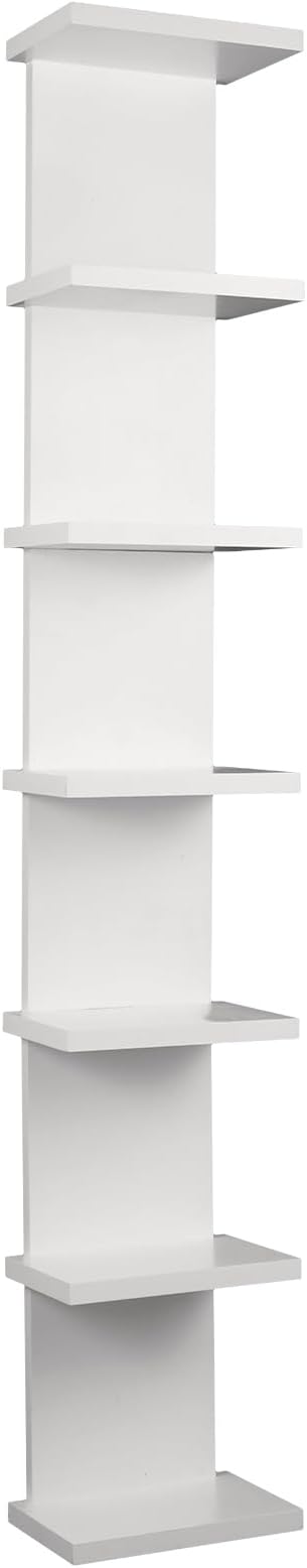 YEXEXINM 7 Tier Wall Shelf Unit - Lack Floating Shelf, Compact Display Float Shelves, Vertical Column Wall Decor Mount Floating Storage Organizer Tall Tower Shelves for Bedrooms, Living Rooms, White