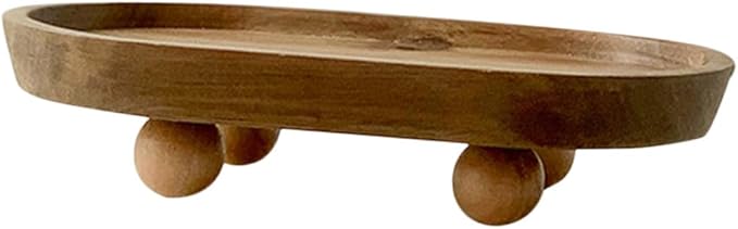 Wooden Decorative Tray Jewelry Display Plate Perfume Stand Organizer Makeup Tray for Entryway Storage and Photo Props