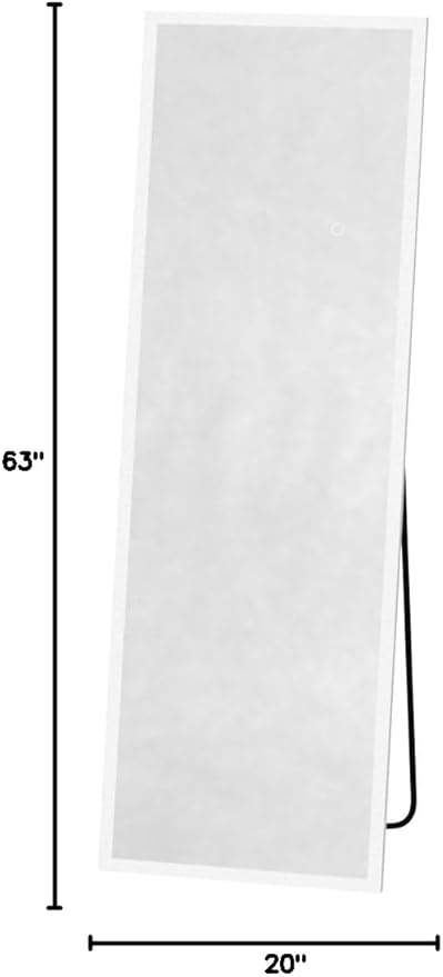 63x20 inches Full Length Mirror with Lights, Wall Mounted, 3 Color Lighting & Adjustable Brightness, Modern Home Decor for Bedroom, White