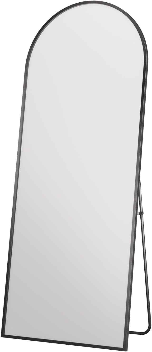 Antok Full Length Mirror, 76"x34" Floor Mirror with Stand, Hanging Mounted Mirrors for Bedroom, Living Room, Cloakroom, Dining Room, Black, Arched