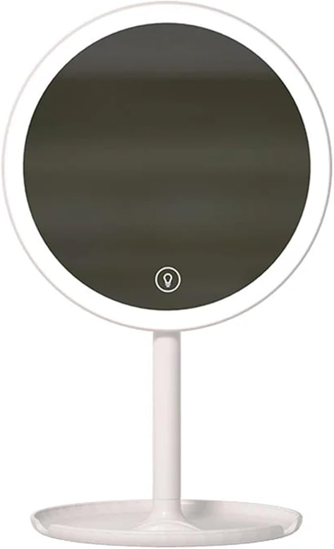 LED Makeup Mirror with Light Circle Storage Vanity Desk Organizer Phone Stand Cosmetic