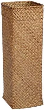Handmade Wicker Flower Basket Organizer Natural Straw Vintage Rattan Vase Home Decorative Desk Storage Container Gift (14X14X42L065L)