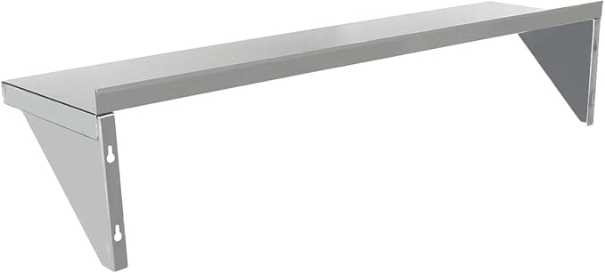 Empura 12" x 48" Stainless Steel Wall Mount Shelf with Backsplash | Commercial Floating Hanging Storage Organizer for Kitchen Laundry Utility Room | 48"W x 12"D x 13"H, 255 lb Capacity, 18 Gauge, NSF