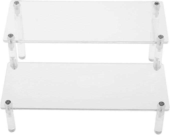 Clear Acrylic 3 Tier Action Figure Display Riser Stand Perfume Cupcake Organizer Shelf for Toiletries and Dolls - Toy Model Makeup Storage Rack - 2 Tier
