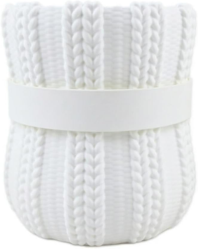 Knitted Bowknot Makeup Brush Holder, Cute Bow Vase, Pen Organizer for Kitchen, Bathroom or Office (White)