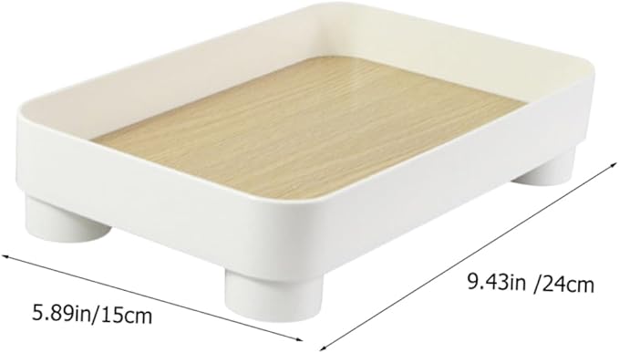 Wooden Bathroom Tray Organizer Decorative Vanity Counter Holder for Makeup Perfume and Skincare Farmhouse Style Desk Decoration