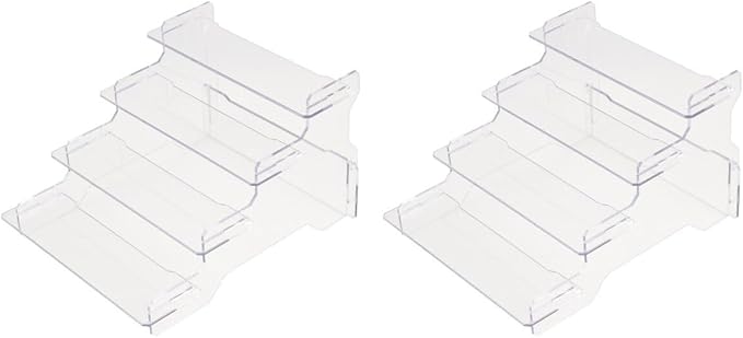 Yardwe Four-Tier Display Riser Stand Clear Plastic Organizer with Detachable Ladder Shelf for Model Display Jewelry Storage Small Home Decor and Cosmetics Holder 8.18X6.61X9.44In