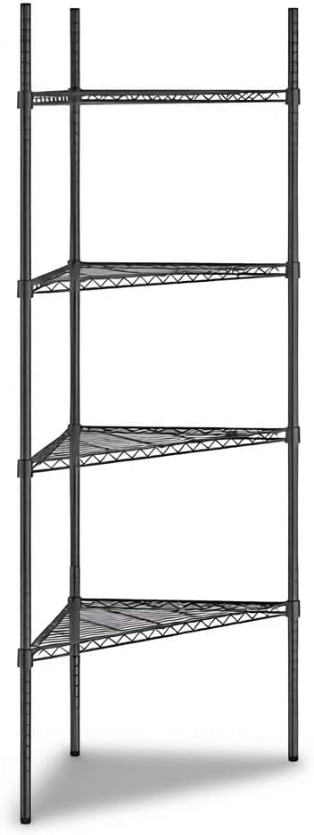 33" W x 24" D x 74" H NSF Black Triangle Heavy Duty Corner Shelving Kit, 4-Shelf Adjustable Wire Rack