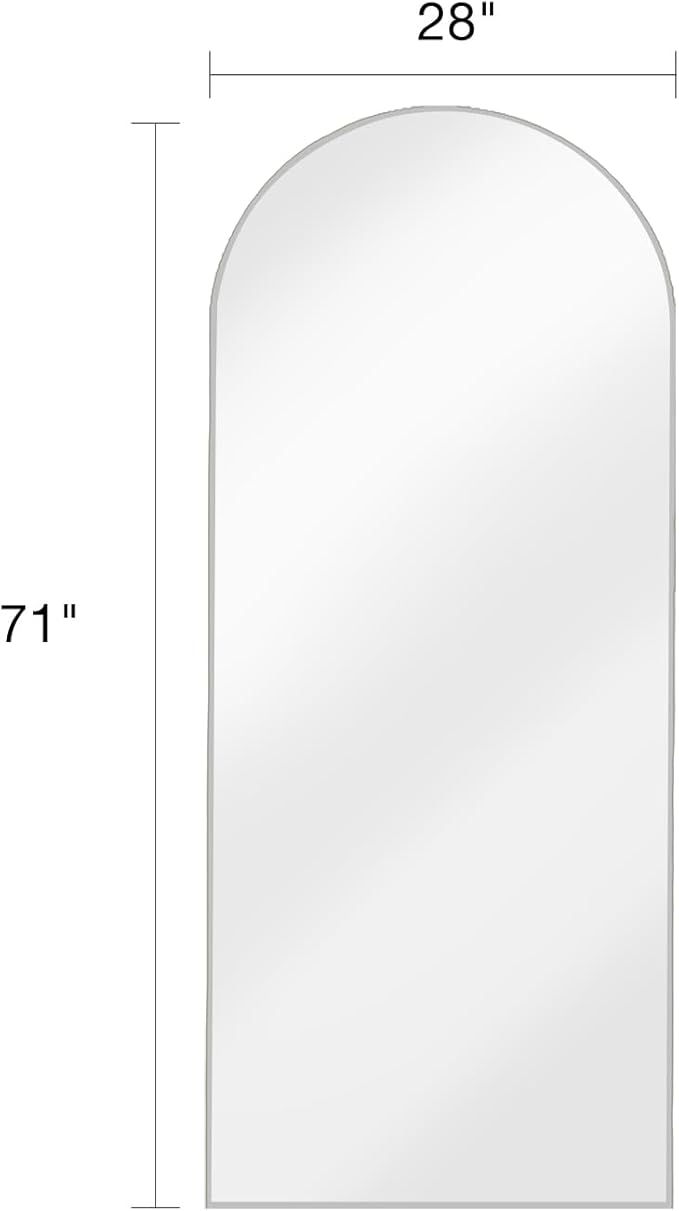 ITSRG Floor Mirror, Full Length Mirror with Stand, Arched Wall Mirror, 27"x71"Mirror Full Length, Floor Mirror Freestanding, Wall Mounted Mirror for Bedroom Living Room, Silver
