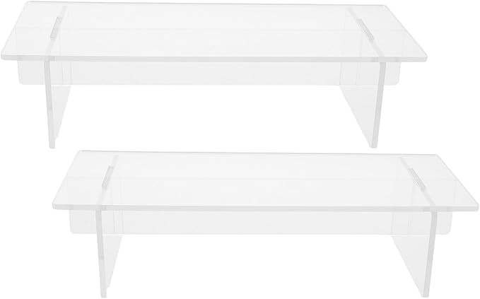 Acrylic Display Risers for Figures and Perfume Organizer, 20cm Desktop Shelf, 2pcs Acrylic Display Stand for Collectibles and Makeup Storage