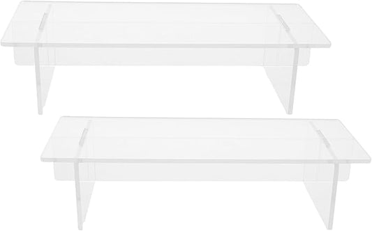 Acrylic Display Risers for Figures and Perfume Organizer, 20cm Desktop Shelf, 2pcs Acrylic Display Stand for Collectibles and Makeup Storage