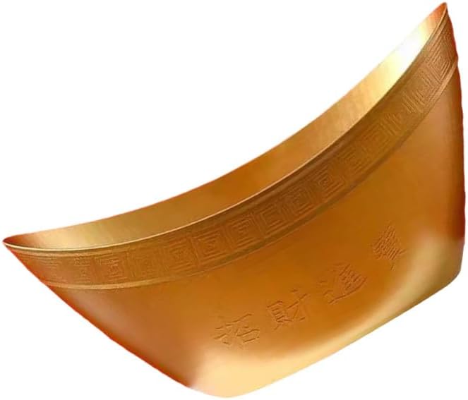 Yuanbaofu Bucket Golden Plastic Ingot Shape Wedding Housewarming Gift Storage Container Home Sundries Organizer New Year Flower Container Prosperity Basket 15.74X9.05X8.26In