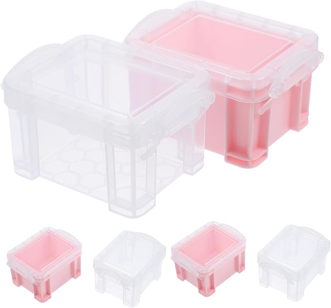 6pcs Pp Material Storage Box Small Jewelry Containers Lids Desktop Makeup Organizer Bead Button Case