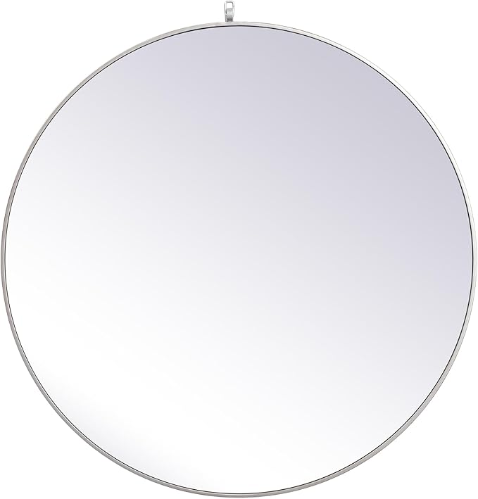 Focus 39x39 Round Wall Mirror, for Bathroom Bedroom Entryway, Silver