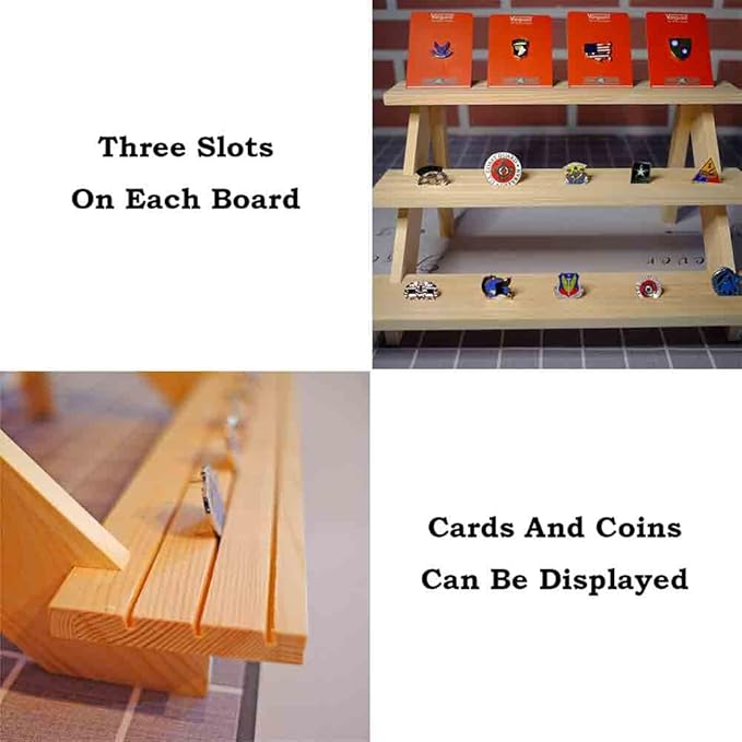 3 Steps Display Riser, Earring Display Stands, Showcase Cascading Merchandise Organizer Tray Vendor Display Supplies for Tabletop Shows Solid Wood…