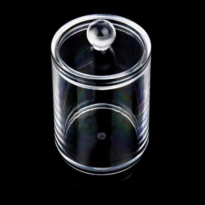qiuqiu Acrylic Multifunctional Round Receive Box Jewelry Box,Cosmetic Make-up Cotton Swabs Transparent Container Makeup Organizer for Cotton Ball Pad Swabs Make Up Pads -2 pcs