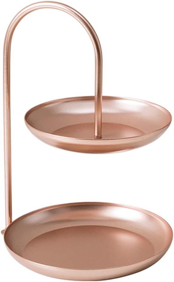 Besttimes Two Tiered Jewelry Tray,Cosmetic Storage Organizer,Bathroom Organizer Holder (Rose Gold)