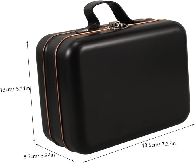 Mobestech Mini Suitcase Makeup Organizer Tin Jewelry Container for Makeup Toys and Electronics Portable Handheld Storage Box Black