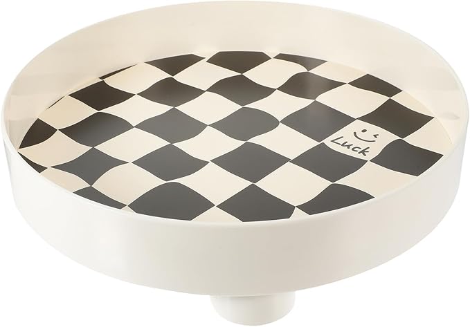 PRETYZOOM Black and White Chessboard Pattern Large Desktop Tray Decorative Storage Tray for Jewelry Makeup Perfume Trinkets Organizer for Home and Office