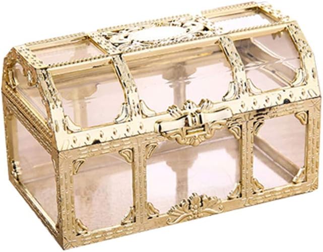Jewelry Box Organizer Small Travel Plastic Jewelry Storage Case for Rings Earrings Necklace Jewelry Gift Box Girls Women, Vintage Storage Box Candy Trinket Jewelry Holder Organizer Container Gold